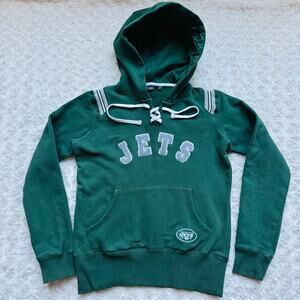 NFL New York Jets Green Touch by Alyssa Milano Lace up Hoodie Sweatshirt Small